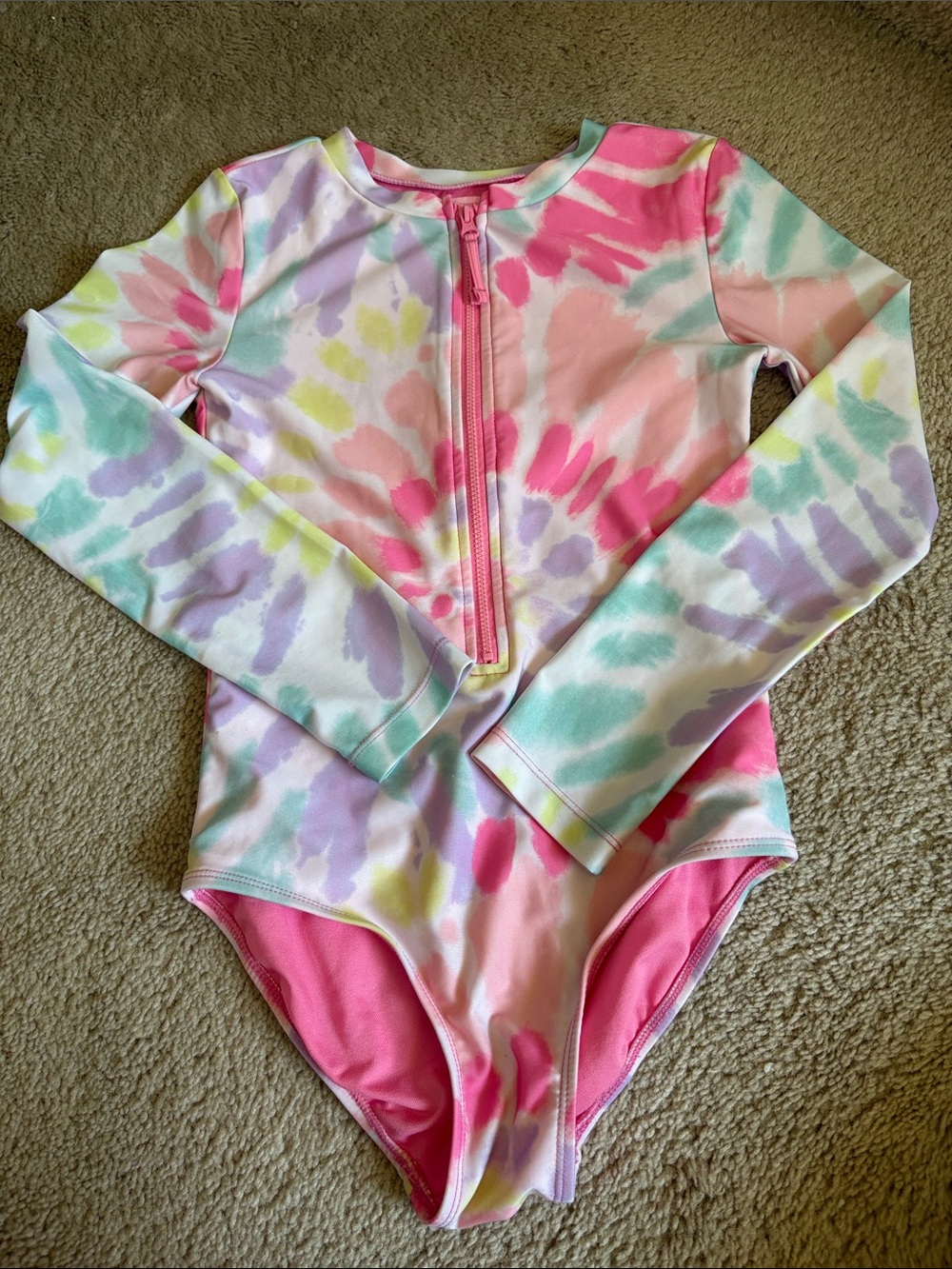 GAP Kids Pink Tie-Dye Long Sleeve Swimsuit